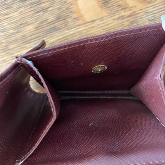 Louis Vuitton Red/Sepia Monogram Lin Porte-Tresor Canvas & Leather Wallet w/COA. - Picture 11 of 15